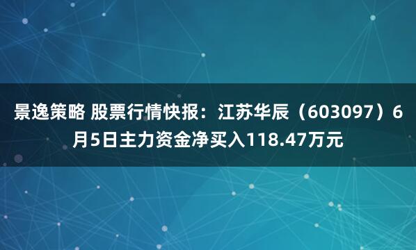 景逸策略 股票行情快报：江苏华辰（603097）6月5日主力资金净买入118.47万元